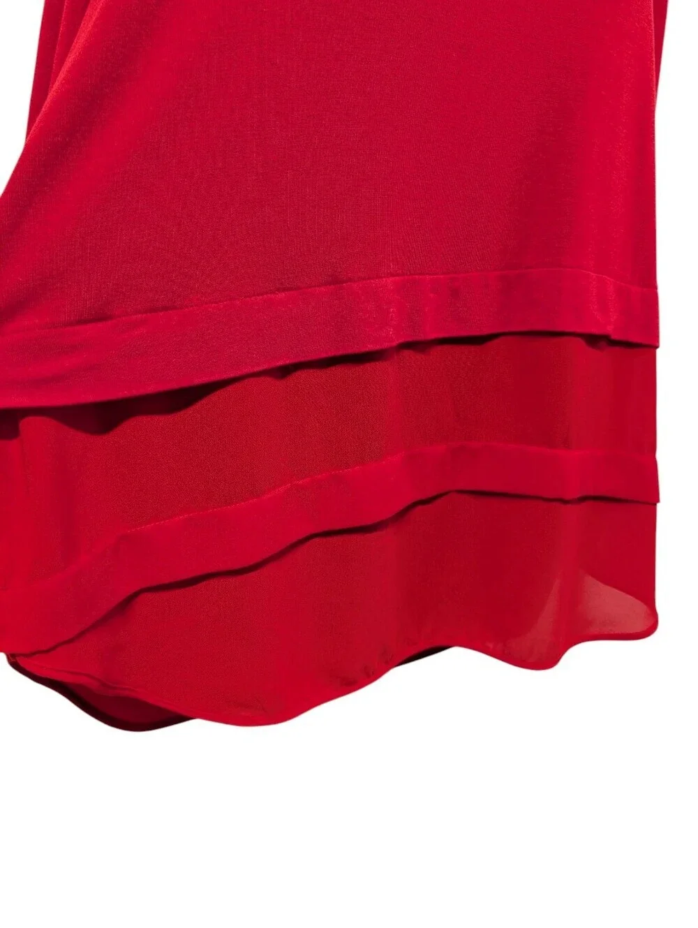 Michael Kors Red Long Sleeve Tiered Layered Blouse Top Sz Large L Sheer Hem
